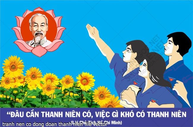 tranh nen co dong doan thanh nien file vector